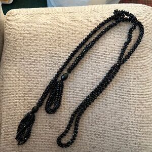 Vintage Elegant Black Beaded Necklace